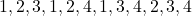  {1, 2, 3}, {1, 2, 4}, {1, 3, 4}, {2, 3, 4} 